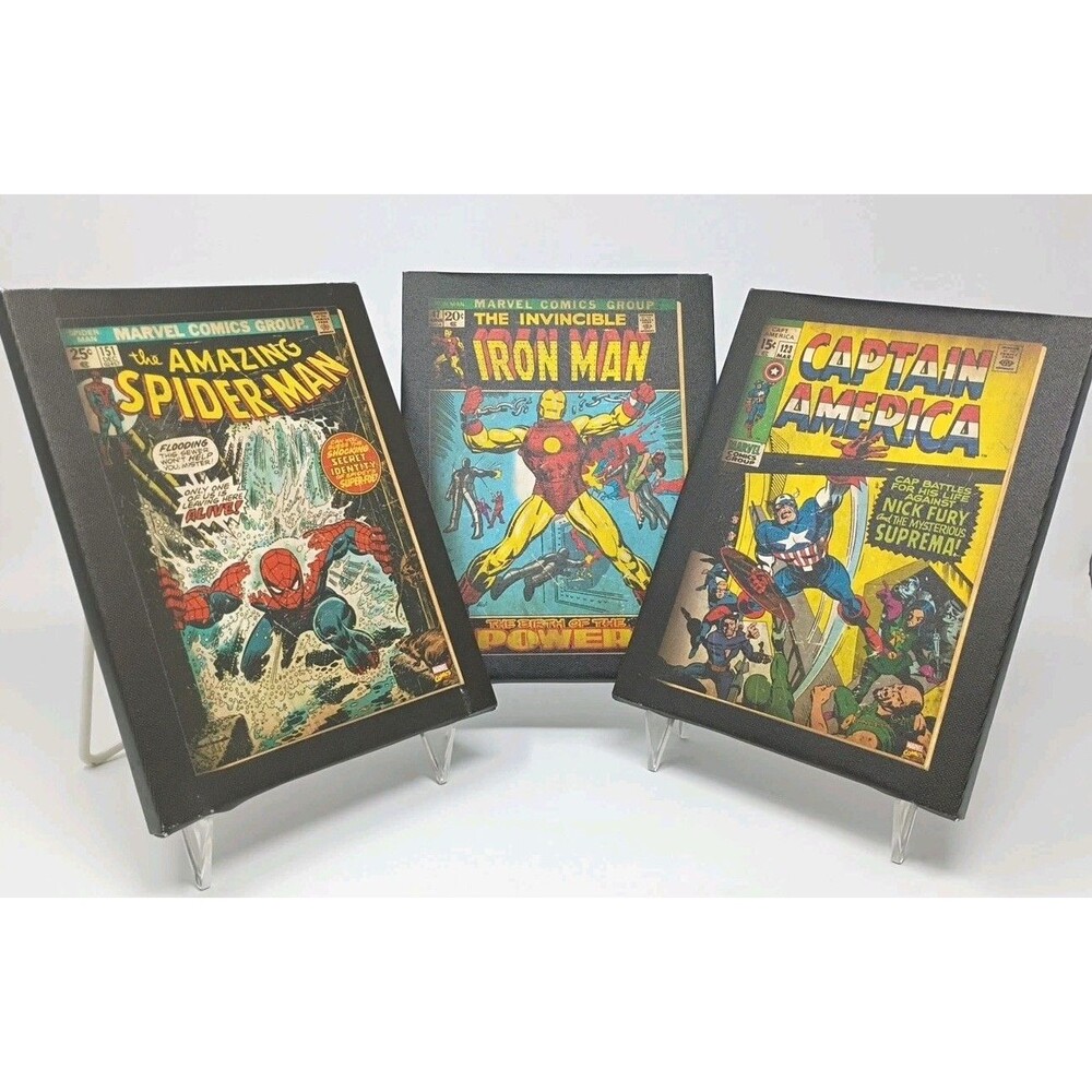 Avengers Wall Art 3 piece- Captain America, Spider Man, Iron Man 6.5"x8.5"